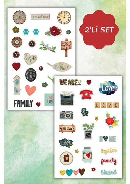2 Li Şükür,motto,motivasyon,aile Sticker Set/bullet Journal Için Uygun