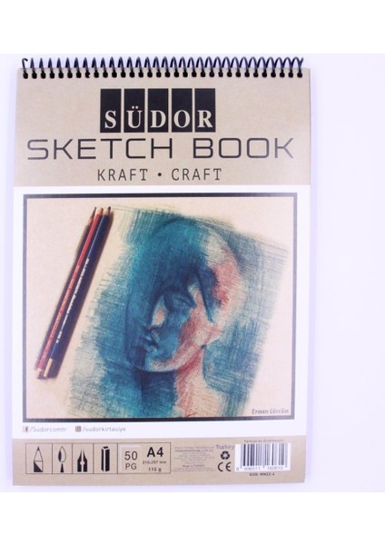 Südor Eskiz Defteri Kraft A4 Telli 115 gr 50 Yp MN22-4