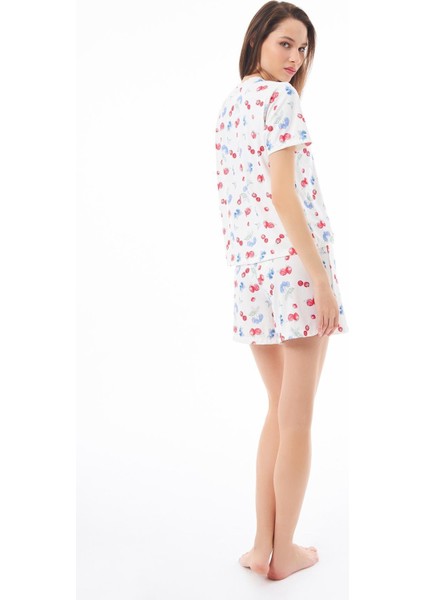 Premium Şortlu Kadın Pijama Takımı Meyve Desenli Yumuşak Dokulu Bisiklet Yaka Kısa Kollu fiyatları