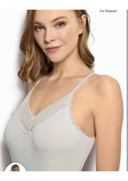 615 Modal Ip Askı Yaka Dantelli Kadın Atlet