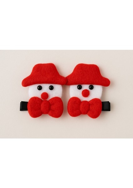 Yılbaşı Temalı Noel Baba Figürlü Keçe Saç Tokası 2li Set Parti Aksesuarı Kırmızı Beyaz Model 3 fiyatları