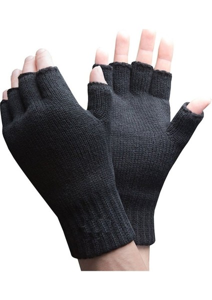 Unisex Örme Parmaksız Eldiven Siyah Standart