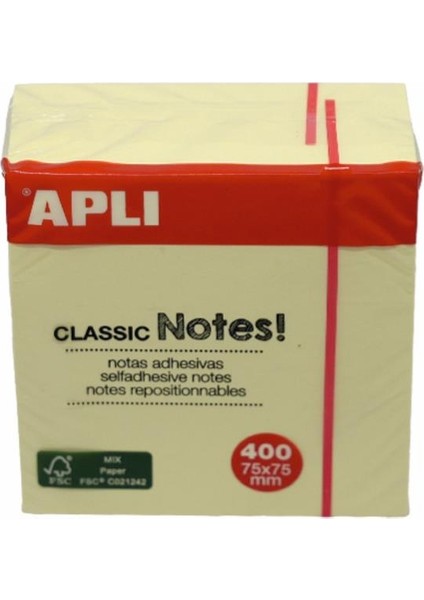 Apli Yapışkanlı Not Kağıdı Classic 400 Yp 75X75 Küp 11597 fiyatları