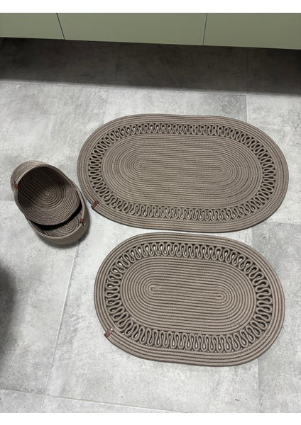 Terra 4’lü Banyo Seti – 2’li Oval Paspas & 2’li Oval Sepet, Doğal Halat Dokuma, El Yapımı - Premium modelleri