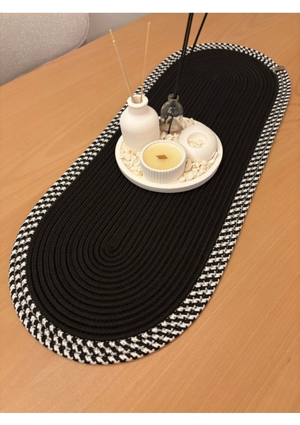 Herakles Amerikan Servis El Yapımı Pamuklu Natural Jüt Örme Desenli Runner 30X80