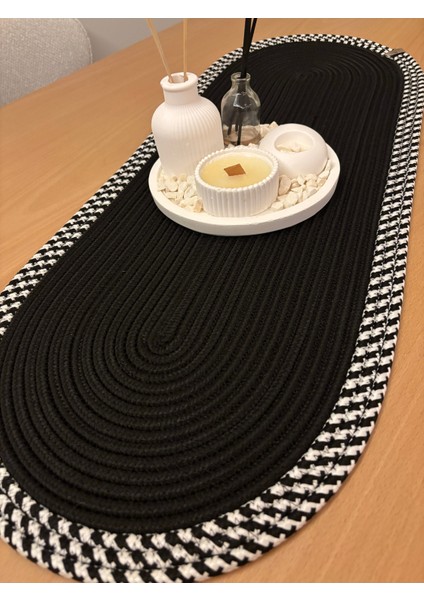 Herakles Amerikan Servis El Yapımı Pamuklu Natural Jüt Örme Desenli Runner 30X80