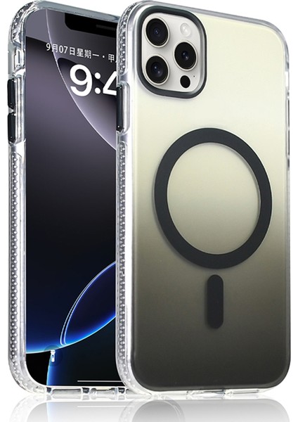 Apple iPhone 15 Pro Max Uyumlu M-Safe Şarj Özellikli Transparan Renk Geçişli Kılıf