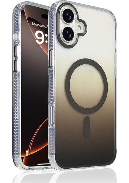 Apple iPhone 16 Uyumlu M-Safe Şarj Özellikli Transparan Renk Geçişli Kılıf