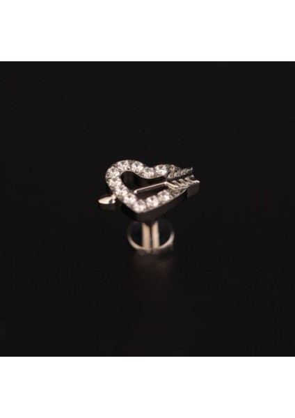 Yüksek Kalite G23 Titanium Kalp Ok Zirkon Titanyum 6x1.2mm Labret Piercing