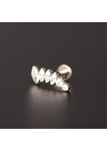 Yüksek Kalite G23 Titanium Markiz Zirkon Titanyum 6x1.2mm Labret Piercing