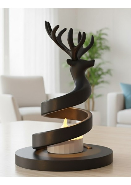 3D Tasarım Geyik Figürlü Spiral Gece Lambası – Dekoratif LED Işık