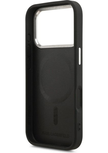 iPhone 17 Pro Kılıf Karl Lagerfeld Lisanslı M-Safeli Metal Kamera ve Buton Paris Rsg Pu Deri Siyah