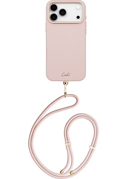 iPhone 17 Pro Max Uyumlu Kılıf M-Safe Şarj Özellikli Askı Ipli Coehl Mirelle Kapak Pembe