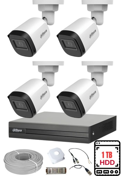 Dahua 4 Kameralı Gece Görüşlü Su Geçirmez Full Hd Güvenlik Kamerası Seti 1tb fiyatları