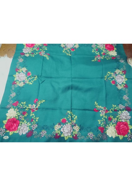%100 Pamuk Çiçek Desen Motifli Kışlık Pamuklu Eşarp Fular 100X100 cm