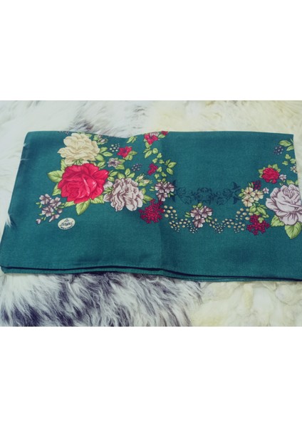 %100 Pamuk Çiçek Desen Motifli Kışlık Pamuklu Eşarp Fular 100X100 cm