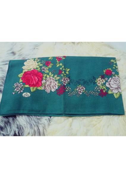 %100 Pamuk Çiçek Desen Motifli Kışlık Pamuklu Eşarp Fular 100X100 cm
