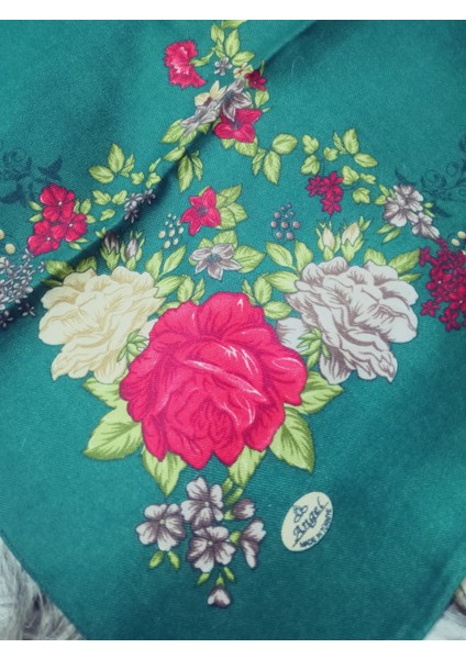 %100 Pamuk Çiçek Desen Motifli Kışlık Pamuklu Eşarp Fular 100X100 cm