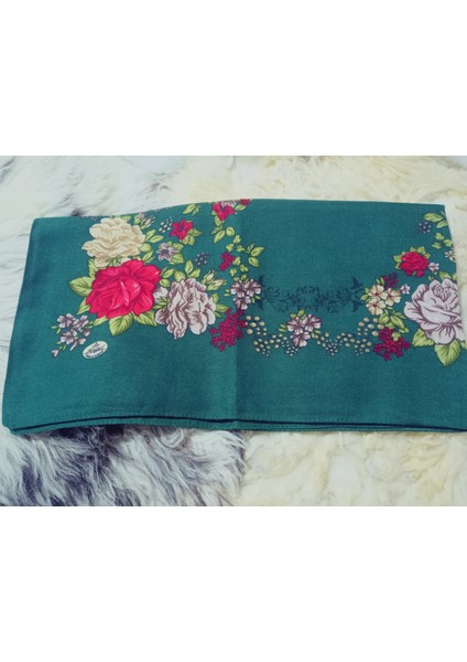 %100 Pamuk Çiçek Desen Motifli Kışlık Pamuklu Eşarp Fular 100X100 cm