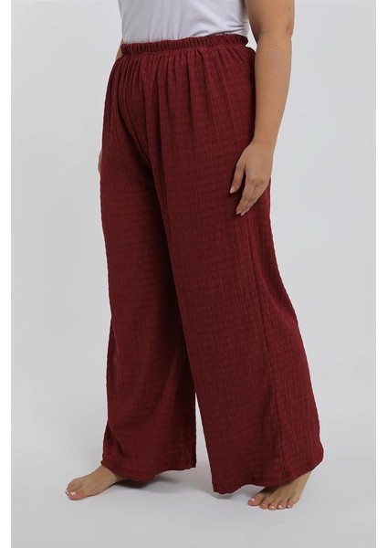 Kadın Büyük Beden Bordo Rahat Kesim Baggy Tek Alt indirimleri