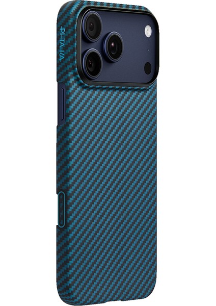 iPhone 17 Pro Kılıf M-Safeli Kamera Kontrol Butonlu Aramid Fiber Pitaka Ultra-Slim Kapak Siyah-Mavi fiyatları