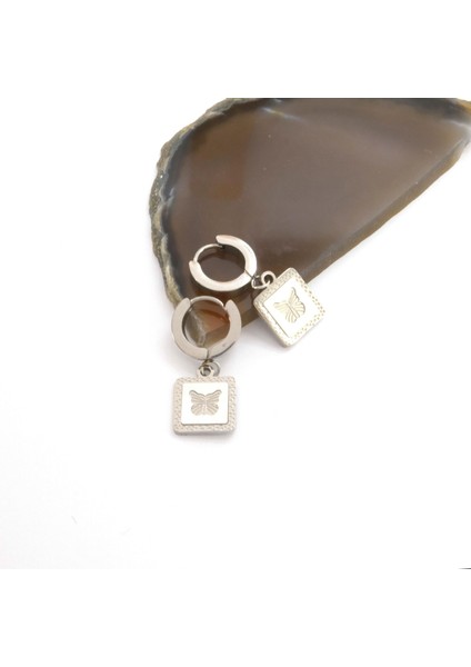 Çelik Sallantılı Küpe Kelebekli Halka Model UNK-814 fiyatları