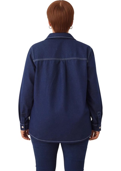 Kadın Büyük Beden Taş Işlemeli Denim Gömlek Zamansız ve Konforu Birleştiriyor Fonksiyonel Şık indirimleri