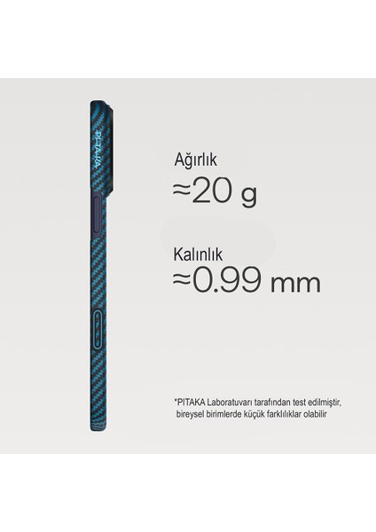 iPhone 17 Pro Kılıf M-Safeli Kamera Kontrol Butonlu Aramid Fiber Pitaka Ultra-Slim Kapak Siyah-Mavi indirimleri