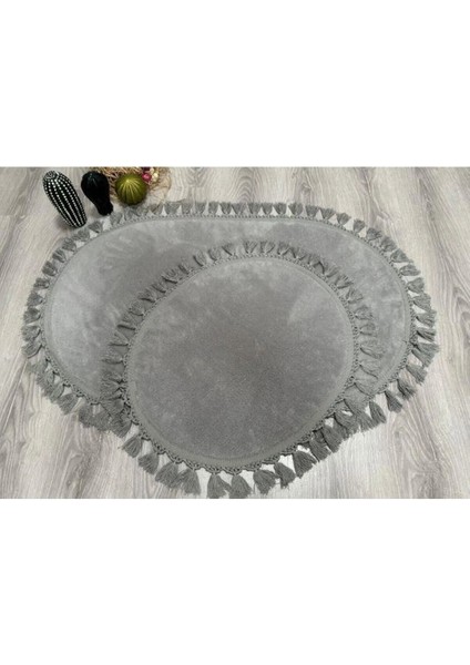 Peluş Oval Ponpon Saçaklı Klozet Takımı Modern Halı Banyo Paspası fiyatları