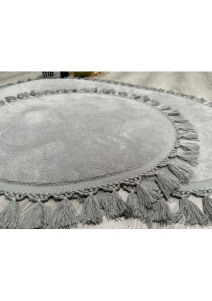 Peluş Oval Ponpon Saçaklı Klozet Takımı Modern Halı Banyo Paspası modelleri