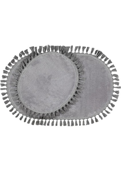 Peluş Oval Ponpon Saçaklı Klozet Takımı Modern Halı Banyo Paspası fırsatları