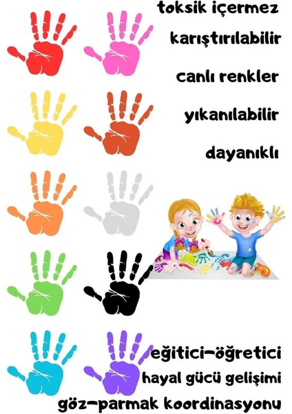 6X30 ml Parmak Boyası ve Popon Fırça Seti Südor (Kolay Yıkanabilir) fiyatları