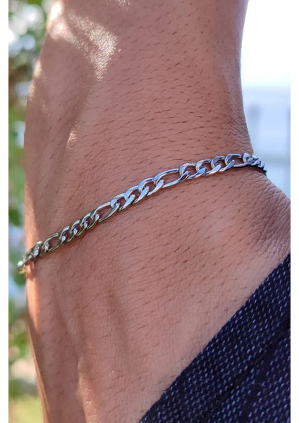 Figaro Paslanmaz Çelik Bileklik Unisex Erkek Bayan Bileklik Zincir ACK06B-2 fiyatları