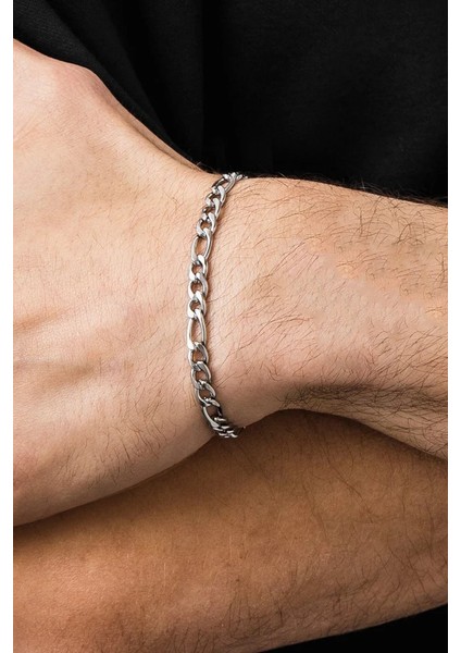 Figaro Paslanmaz Çelik Bileklik Unisex Erkek Bayan Bileklik Zincir ACK06B-2 fırsatları