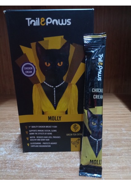 Tail Paws Molly Şekersiz Kedi Sıvı Ödül Tavuklu 15 Gram 20 Adet