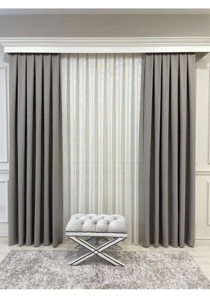 Keten Taş Rengi 1/2,5 Normal Pile Kalın Tek Kanat Fon Perde modelleri