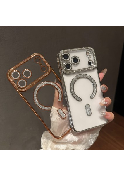 Iphone 17 Promax Uyumlu Şeffaf Taşlı Magsafe Özellikli Kılıf indirimleri
