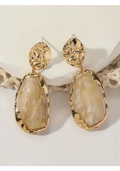 Vintage Zarif Geometrik Şekilli Sallantılı Küpeler-Kc Altın Kaplama