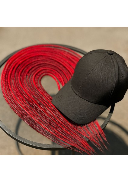 Kırmızı Örgülü Şapka-Kırmızı Rasta Saçlı Şapka-Rasta Saçlı Şapka-Pratik Takma Saç fiyatları