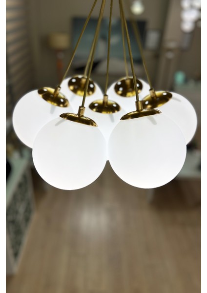 Zeppelin Cloud Golden 7'li Beyaz Cam Avize fiyatları