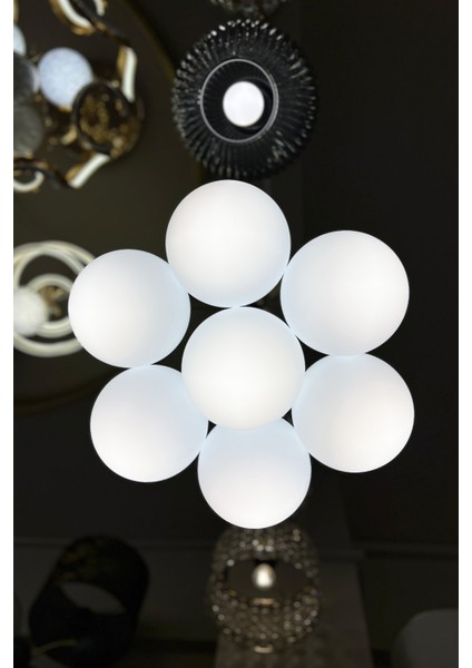 Zeppelin Cloud Golden 7'li Beyaz Cam Avize indirimleri