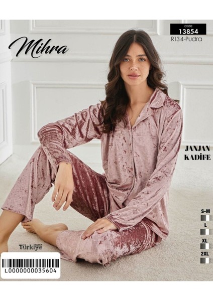 Janjan Kadife Düğmeli Pijama Takımı 13854