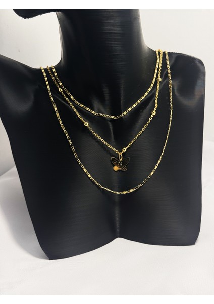 Kelebek Detaylı Altın Kolye modelleri