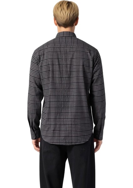 Erkek Regular Fit Kareli Dokulu Gofre Kumaş Uzun Kollu Gömlek Gündelik Şıklığınız Tamamlayıcısı indirimleri