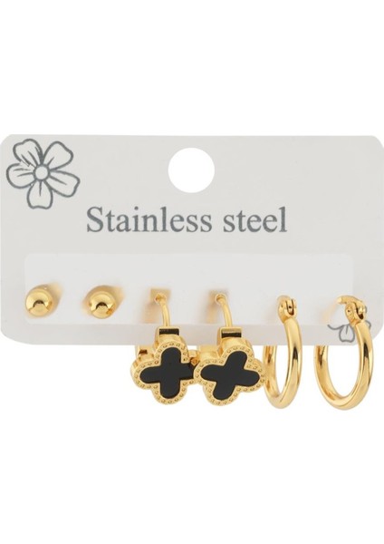 Çelik Altılı Küpe Gold