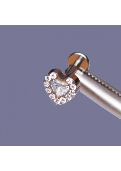 Yüksek Kalite G23 Titanium Kalp Zirkon Titanyum 8x1.2mm Labret Piercing