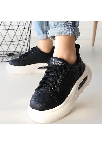 Chris Siyah Cilt Bağcıklı Spor Ayakkabı - Lisinya fırsatları