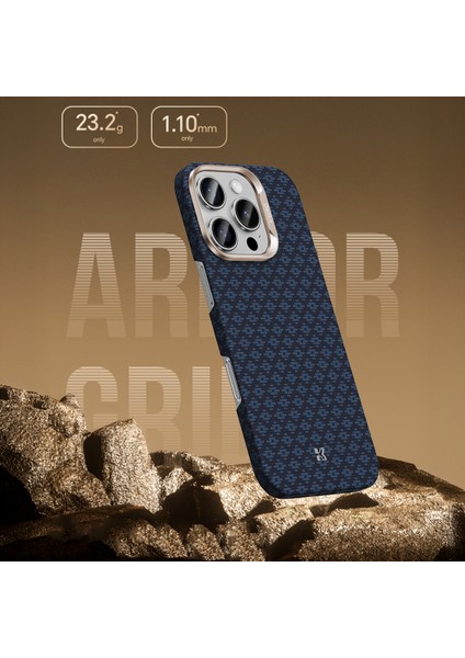 iPhone 16 Pro Uyumlu Kılıf M-Safe Şarj Özellikli Benks Armorair Armorgrid Serisi Kevlar Kapak Mavi fırsatları