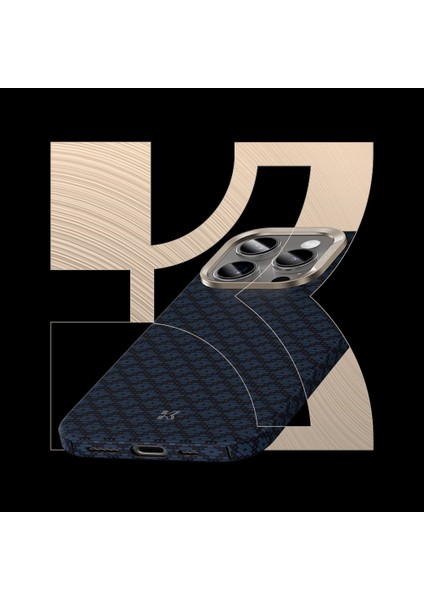 iPhone 16 Pro Uyumlu Kılıf M-Safe Şarj Özellikli Benks Armorair Armorgrid Serisi Kevlar Kapak Mavi