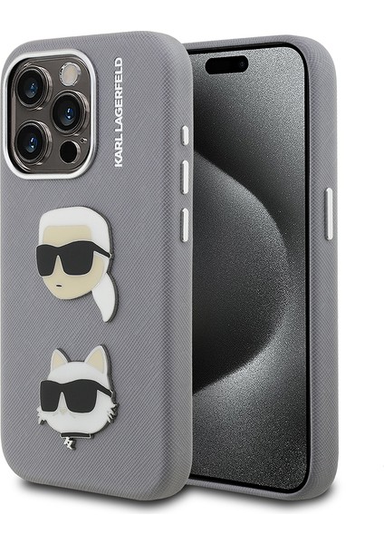 iPhone 15 Pro Max Kılıf Karl Lagerfeld Orjinal Lisanslı K&c Heads Pin Kapak